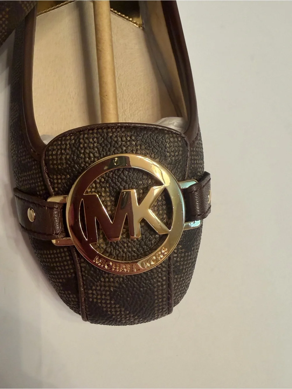 Michael Kors Fulton Brown Logo Moccasin Ballet Flats